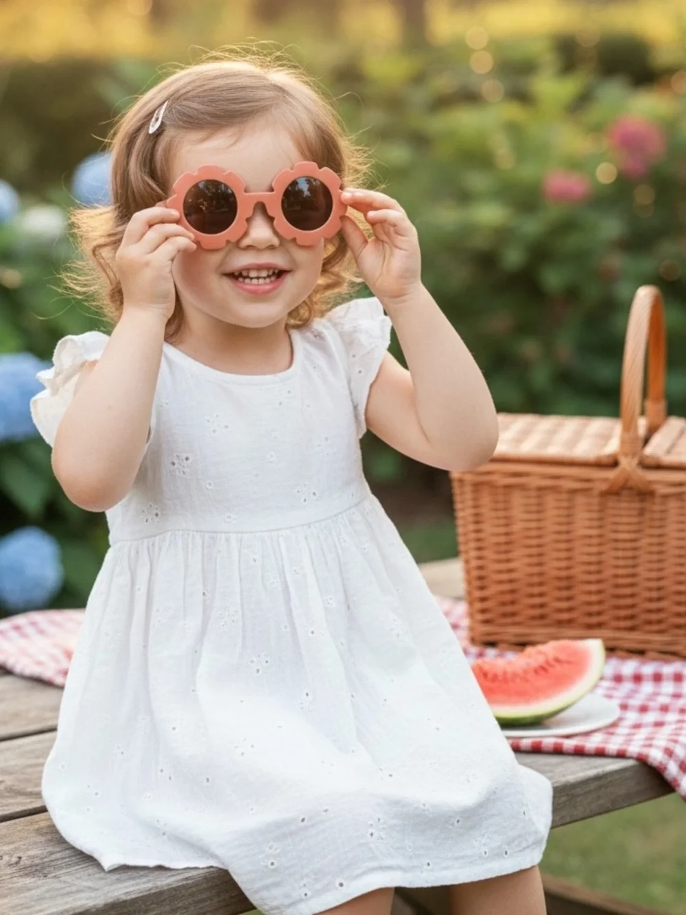 Matte Kids Flower Sunnies In Rust - Picture 1 of 9